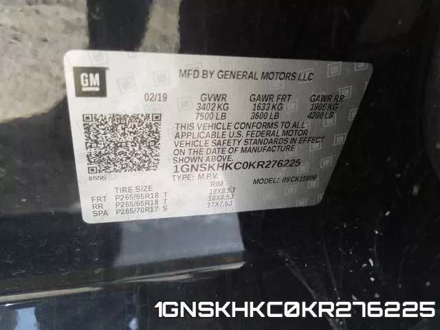 1GNSKHKC0KR276225 фото 2