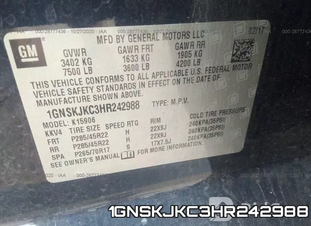 1GNSKJKC3HR242988 фото 10