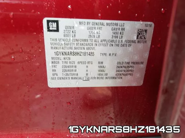 1GYKNARS8HZ181435 фото 2