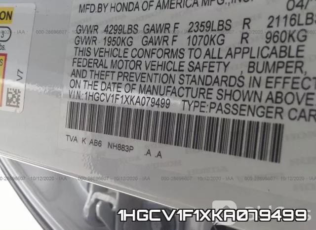 1HGCV1F1XKA079499 фото 10