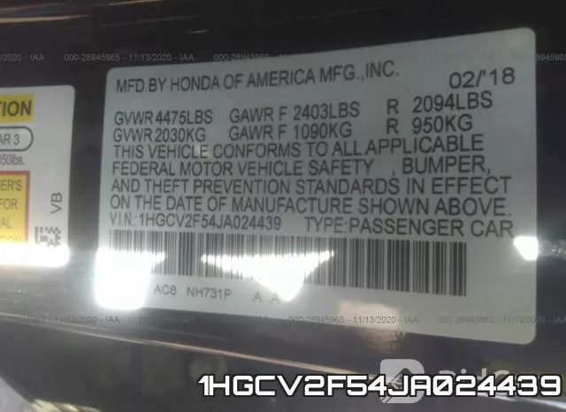 1HGCV2F54JA024439 фото 10