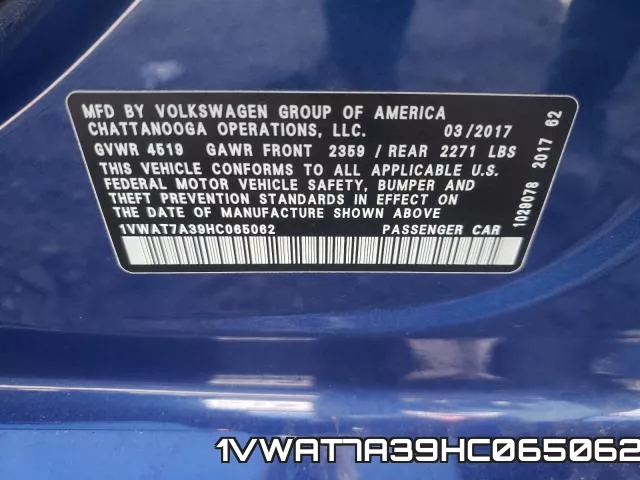 1VWAT7A39HC065062 фото 2