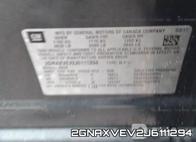2GNAXVEV2J6111294 фото 10