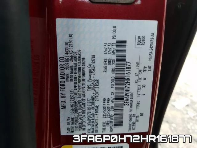 3FA6P0H72HR161877 фото 2
