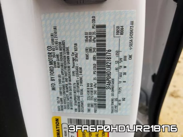 3FA6P0HD1JR218176 фото 2