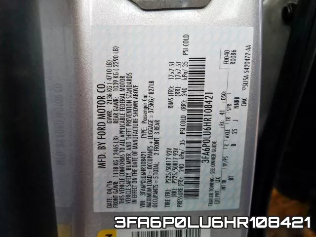 3FA6P0LU6HR108421 фото 2
