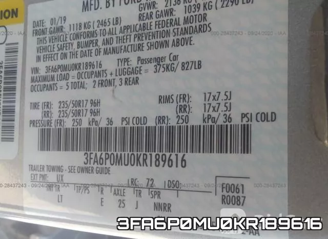 3FA6P0MU0KR189616 фото 10