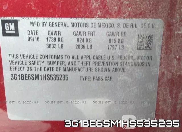 3G1BE6SM1HS535235 фото 9