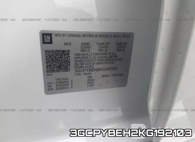 3GCPYBEH2KG192103 фото 10