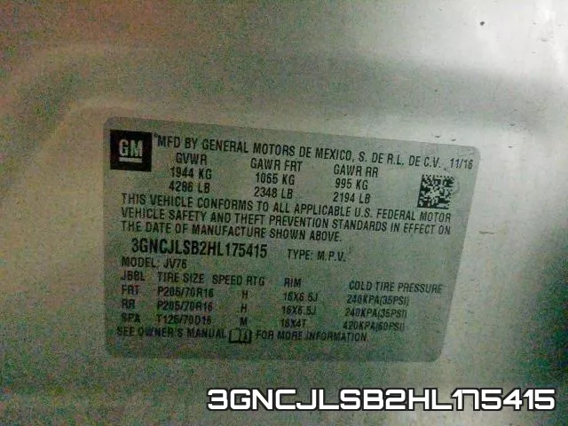 3GNCJLSB2HL175415 фото 2