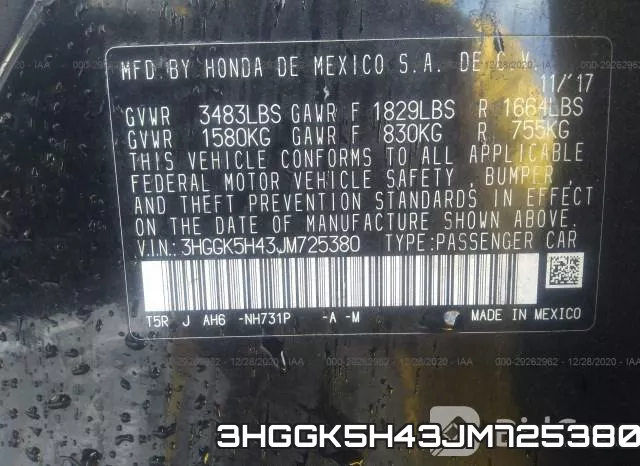 3HGGK5H43JM725380 фото 10
