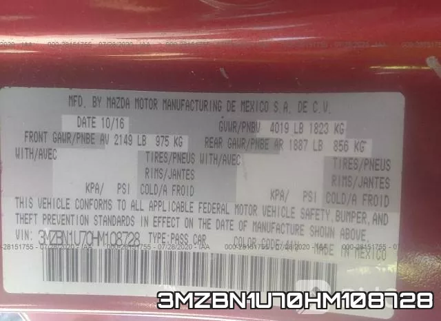3MZBN1U70HM108728 фото 10