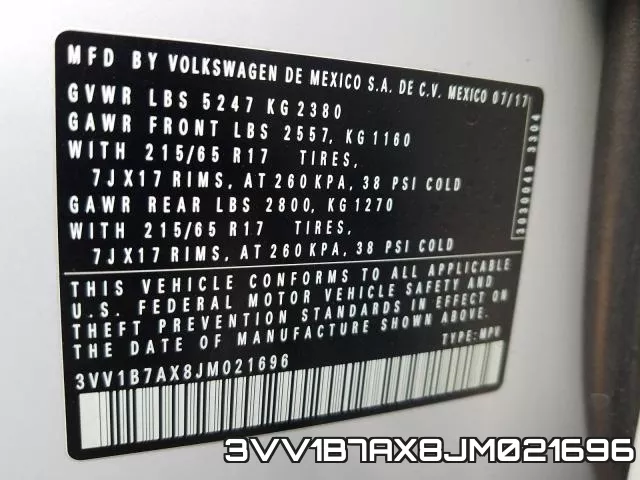 3VV1B7AX8JM021696 фото 2