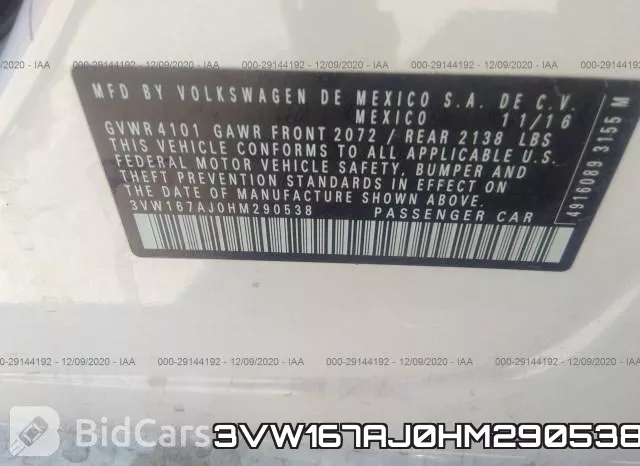 3VW167AJ0HM290538 фото 8