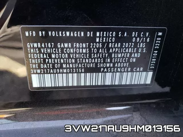 3VW217AU9HM013156 фото 2