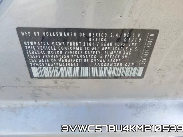 3VWC57BU4KM210539 фото 2