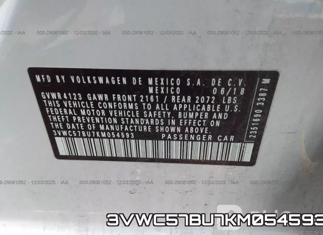 3VWC57BU7KM054593 фото 10
