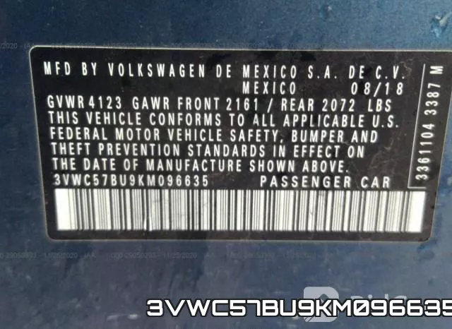 3VWC57BU9KM096635 фото 10