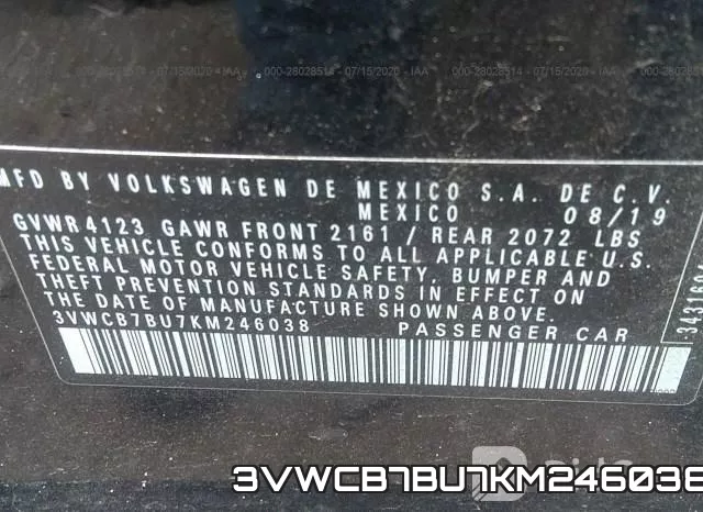 3VWCB7BU7KM246038 фото 9