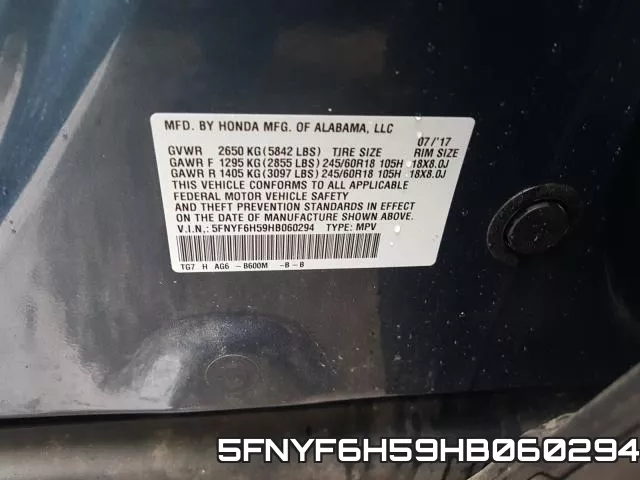 5FNYF6H59HB060294 фото 2