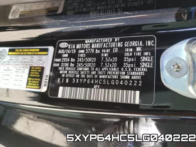 5XYP64HC5LG040222 фото 2