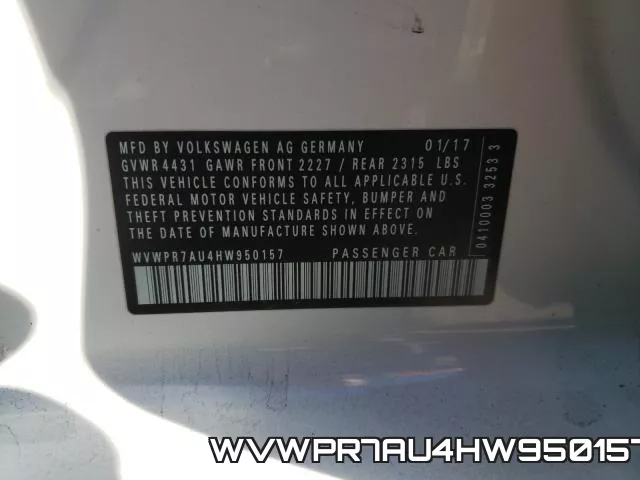 WVWPR7AU4HW950157 фото 2