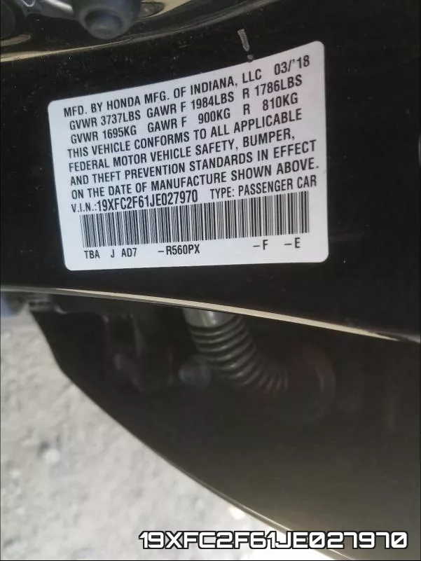 19XFC2F61JE027970 фото 2