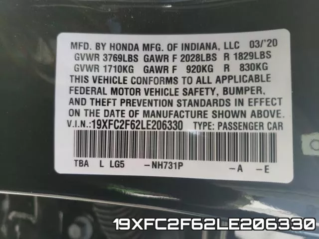 19XFC2F62LE206330 фото 2