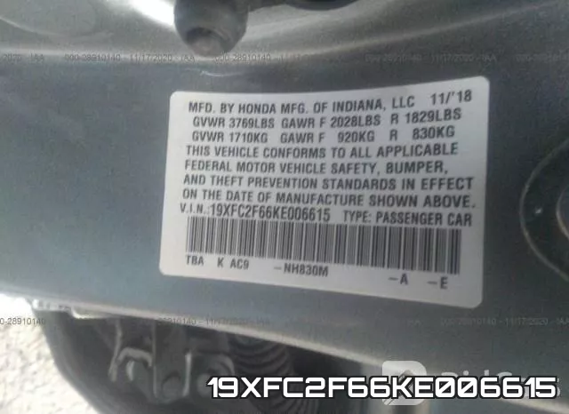 19XFC2F66KE006615 фото 10