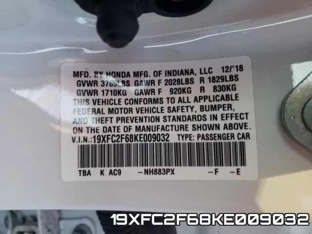 19XFC2F68KE009032 фото 2