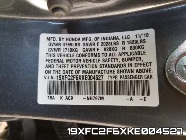 19XFC2F6XKE004527 фото 2