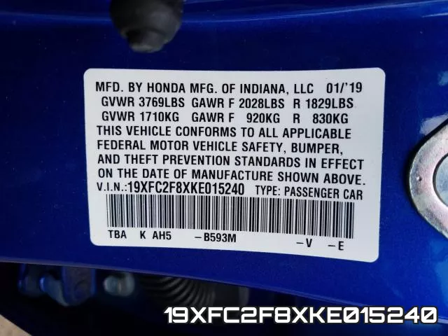 19XFC2F8XKE015240 фото 2