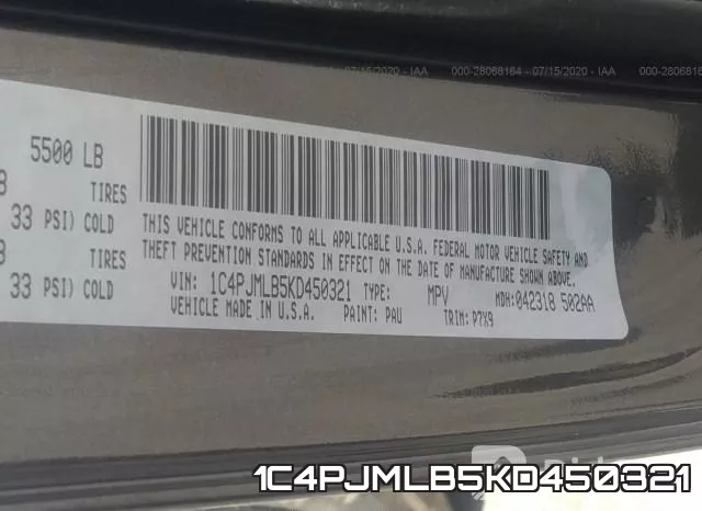 1C4PJMLB5KD450321 фото 10