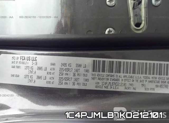1C4PJMLB7KD212101 фото 10