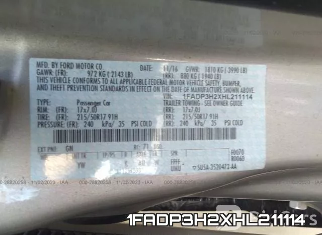 1FADP3H2XHL211114 фото 10
