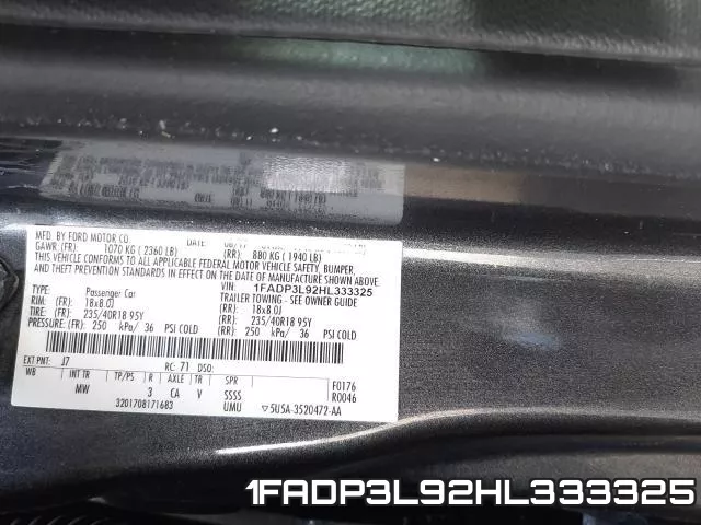1FADP3L92HL333325 фото 2