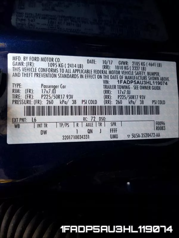 1FADP5AU3HL119074 фото 2