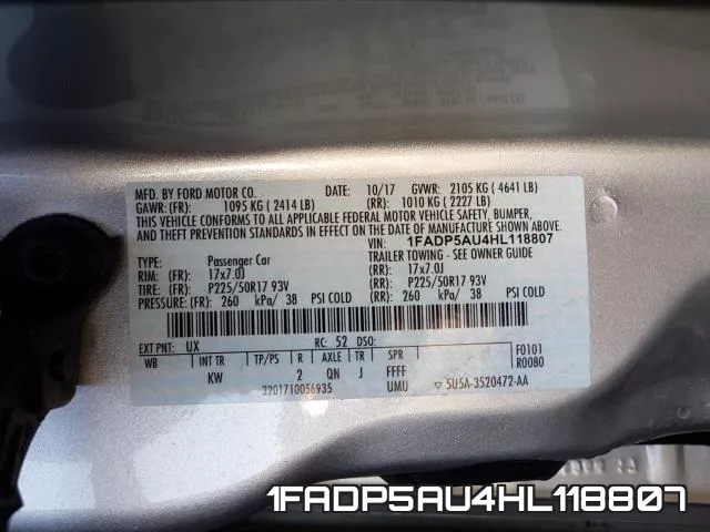 1FADP5AU4HL118807 фото 2