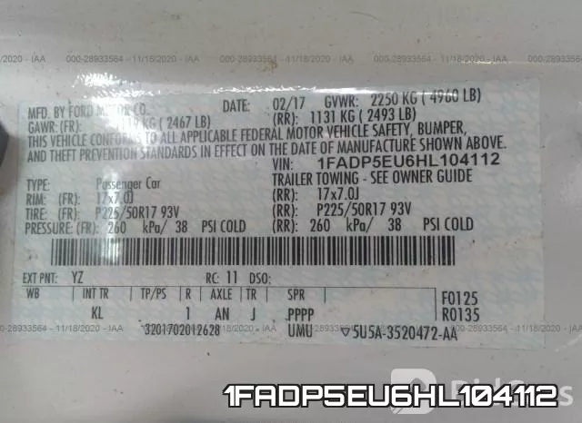 1FADP5EU6HL104112 фото 10