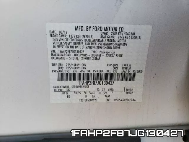 1FAHP2F87JG130427 фото 2