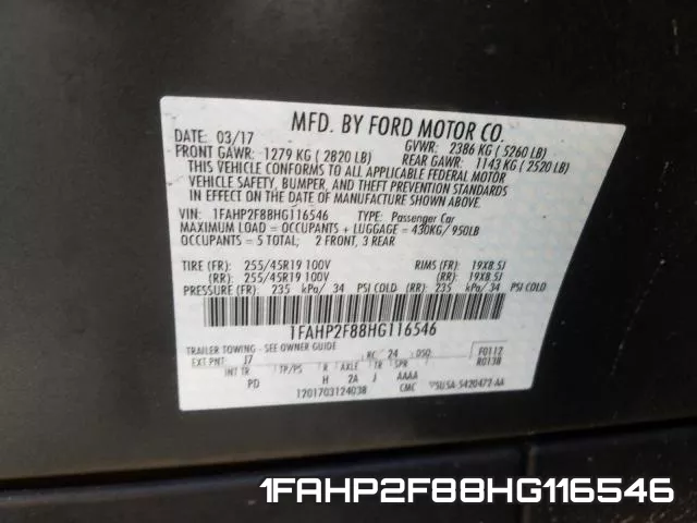 1FAHP2F88HG116546 фото 2