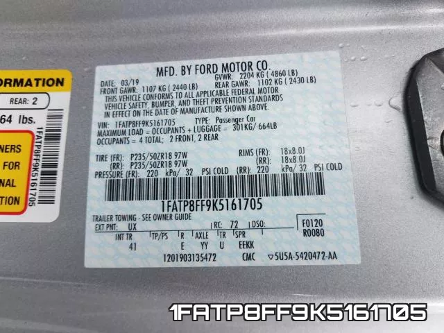 1FATP8FF9K5161705 фото 2