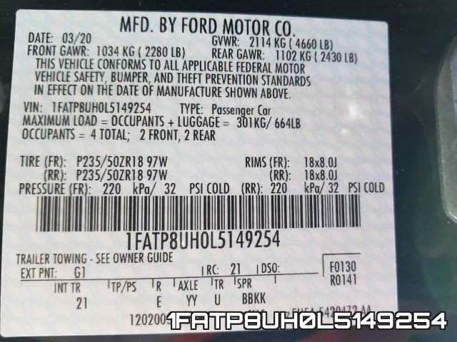 1FATP8UH0L5149254 фото 2