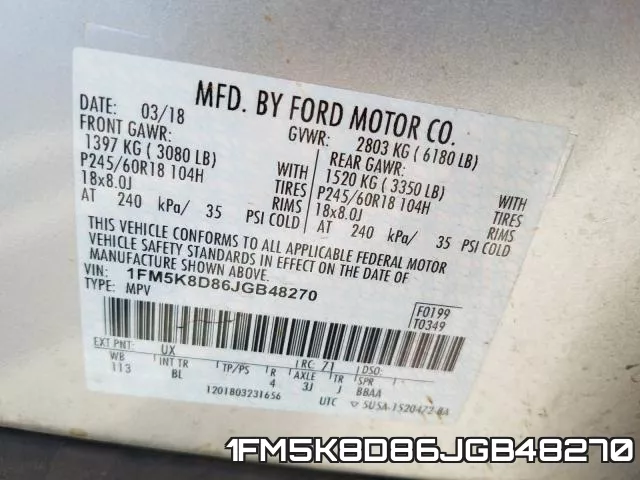 1FM5K8D86JGB48270 фото 2
