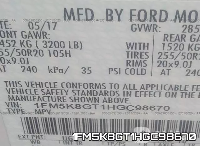 1FM5K8GT1HGC98670 фото 9
