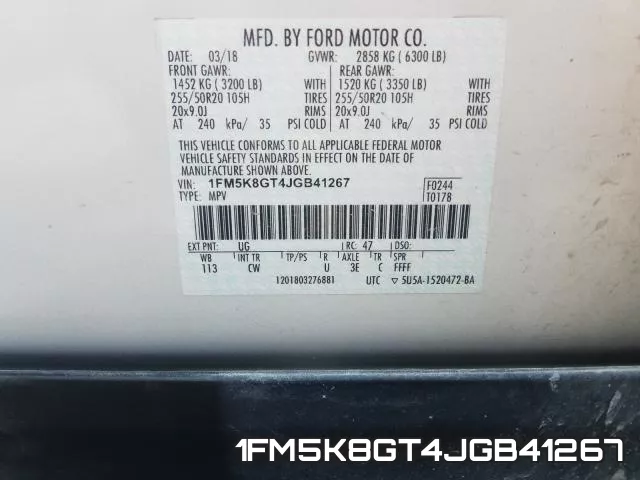 1FM5K8GT4JGB41267 фото 2