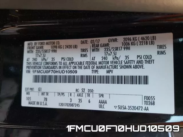 1FMCU0F70HUD10509 фото 2