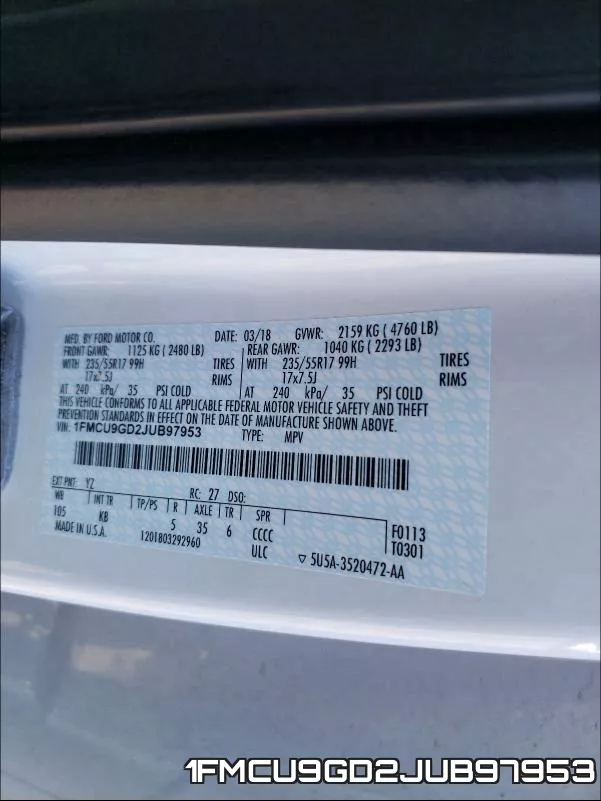 1FMCU9GD2JUB97953 фото 2