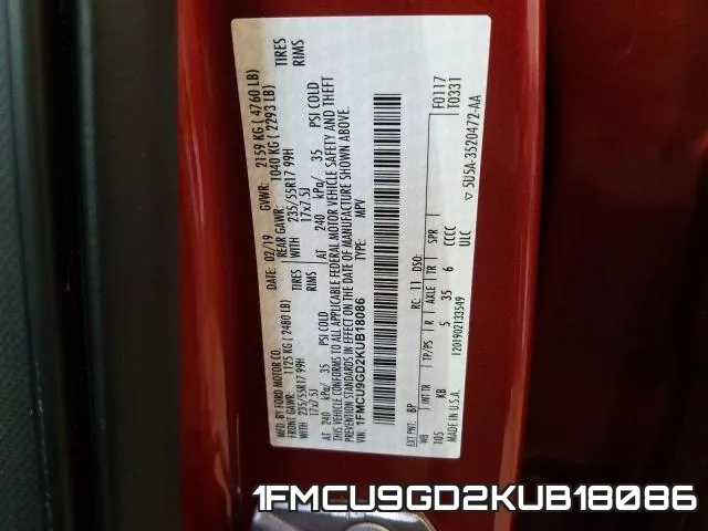 1FMCU9GD2KUB18086 фото 2
