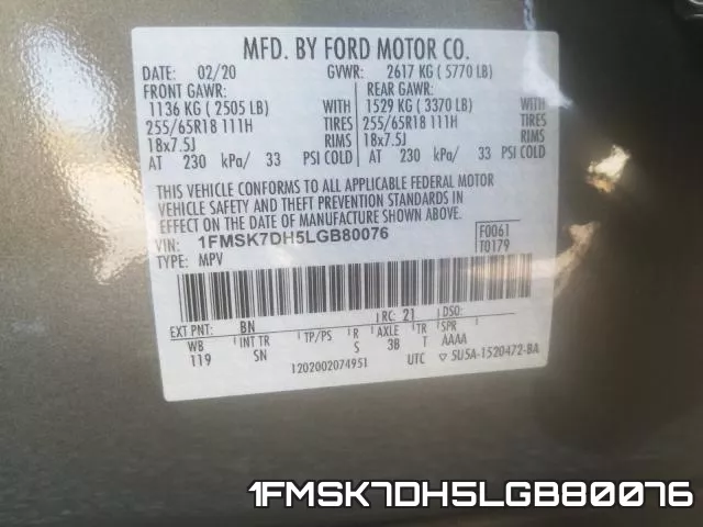 1FMSK7DH5LGB80076 фото 2